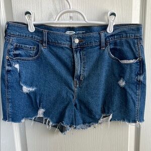 Old Navy Blue Distressed Jean Shorts - Boyfriend